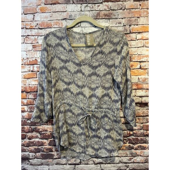 Anthropologie Dolan Left Coast Quintana Blue Gauzy Drawstring Tunic Shirt small - Picture 1 of 6
